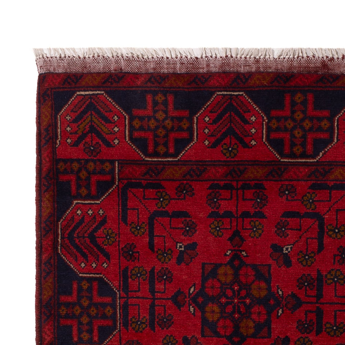 Tapis afghan - Kunduz - 196 x 130 cm - rouge foncé
