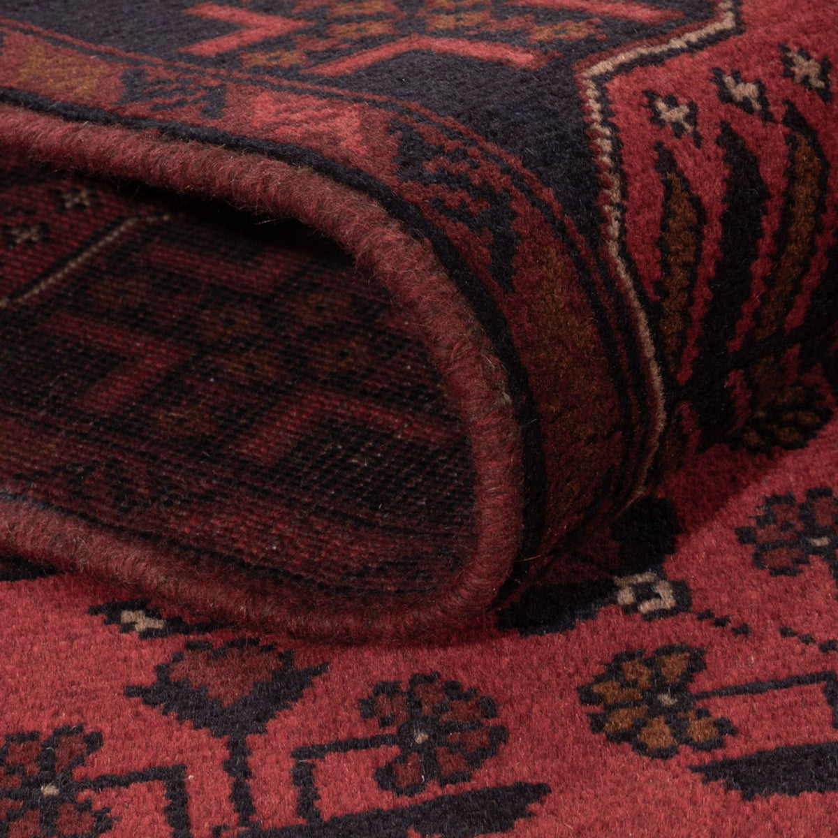 Tapis afghan - Kunduz - 196 x 130 cm - rouge foncé