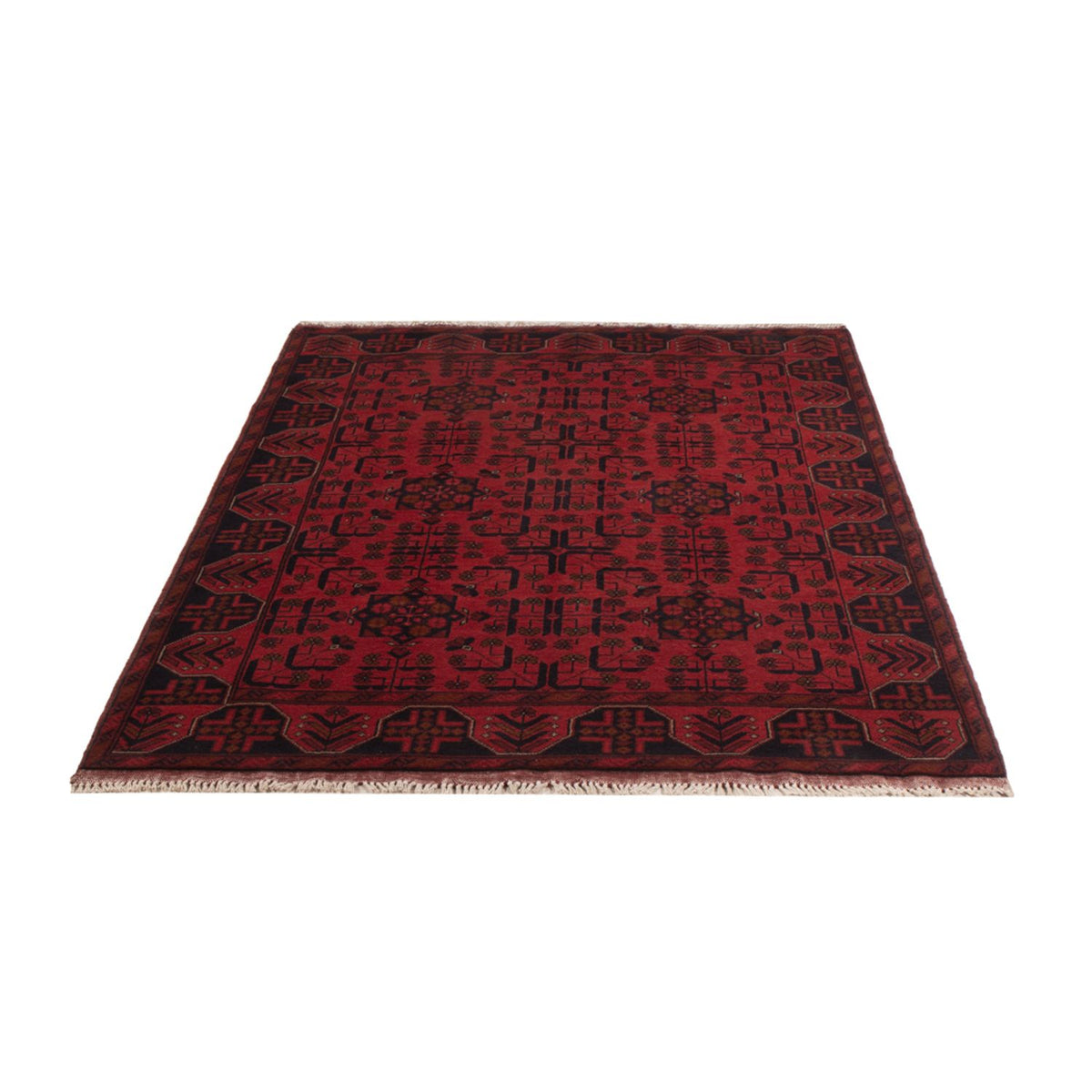 Tapis afghan - Kunduz - 196 x 130 cm - rouge foncé