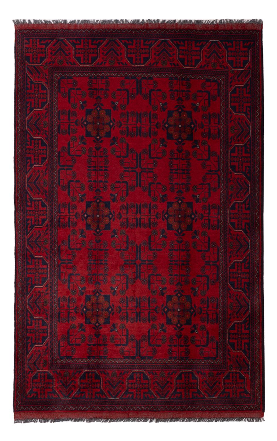 Tapis afghan - Kunduz - 197 x 125 cm - rouge foncé