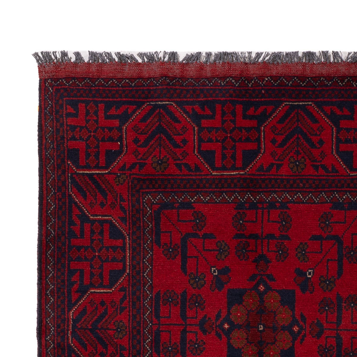 Tapis afghan - Kunduz - 197 x 125 cm - rouge foncé