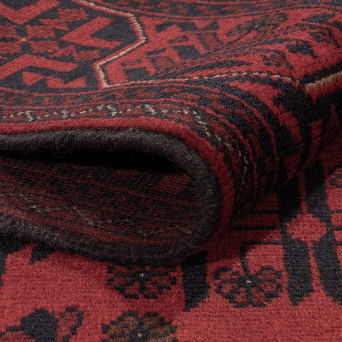Tapis afghan - Kunduz - 197 x 125 cm - rouge foncé