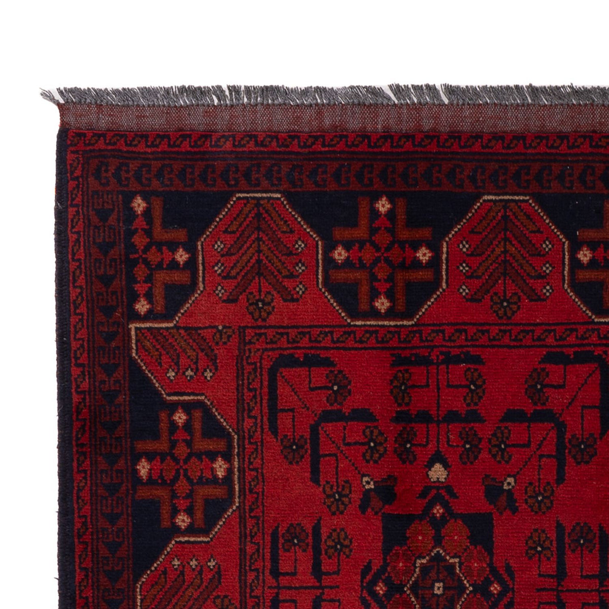 Tapis afghan - Kunduz - 197 x 121 cm - rouge foncé
