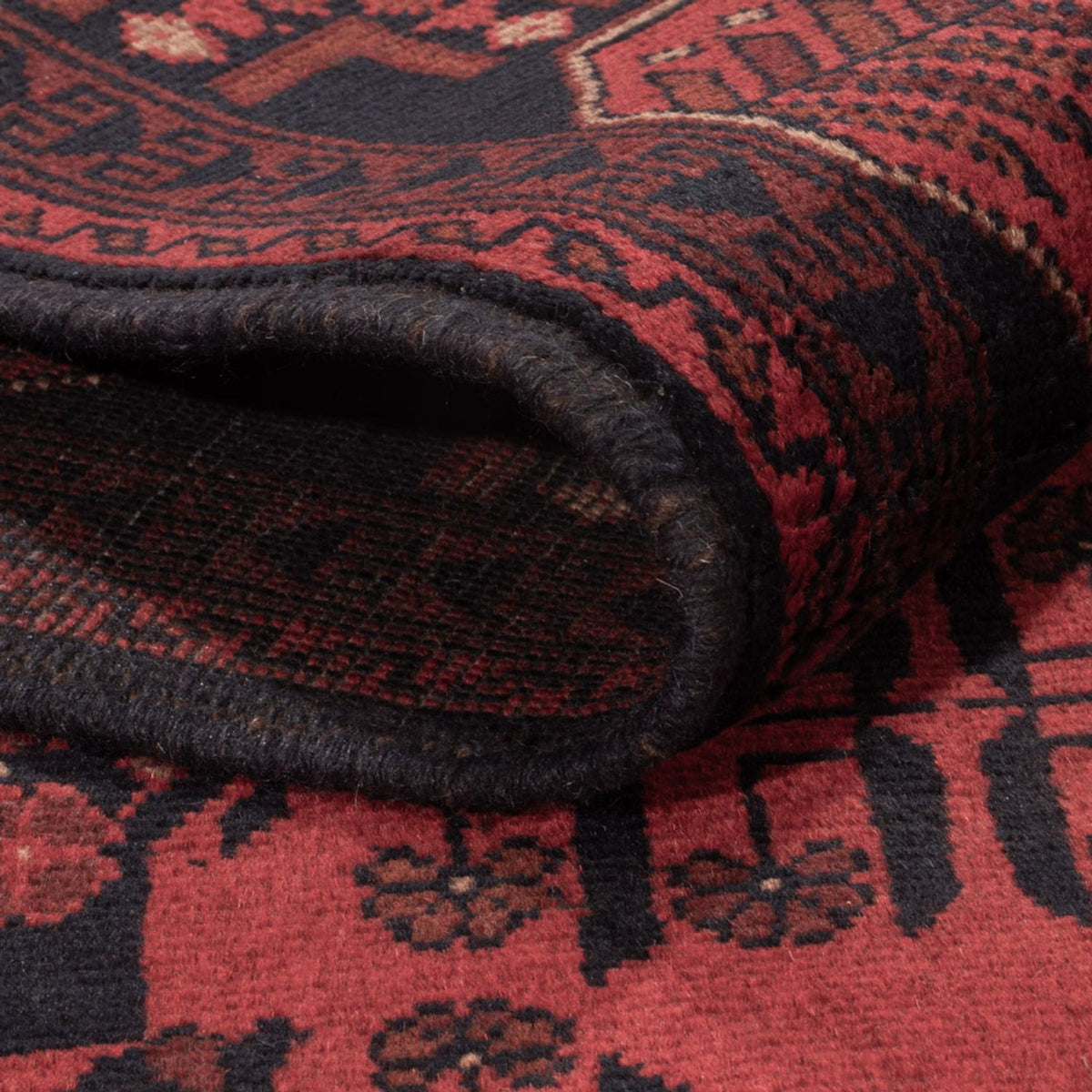 Tapis afghan - Kunduz - 197 x 121 cm - rouge foncé