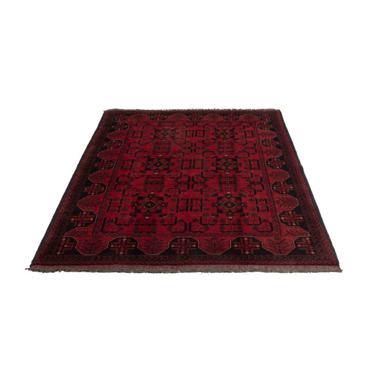 Tapis afghan - Kunduz - 197 x 121 cm - rouge foncé