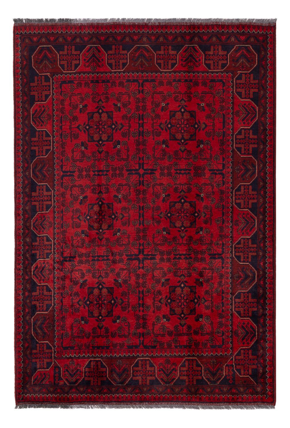 Tapis afghan - Kunduz - 195 x 128 cm - rouge foncé