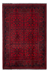 Tapis afghan - Kunduz - 195 x 128 cm - rouge foncé