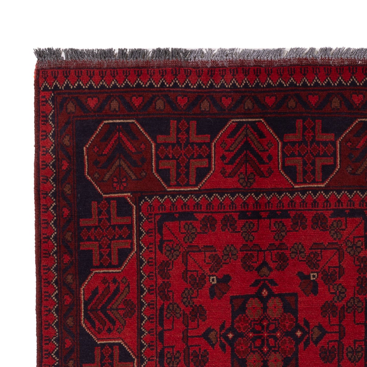 Tapis afghan - Kunduz - 195 x 128 cm - rouge foncé