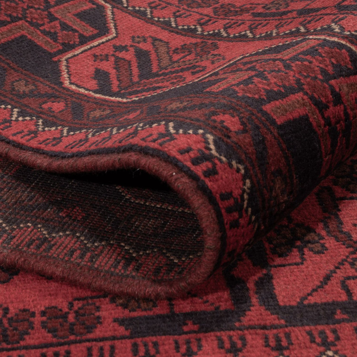 Tapis afghan - Kunduz - 195 x 128 cm - rouge foncé