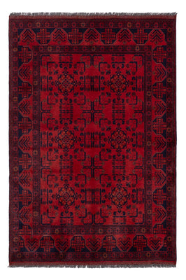 Tapis afghan - Kunduz - 194 x 133 cm - rouge foncé