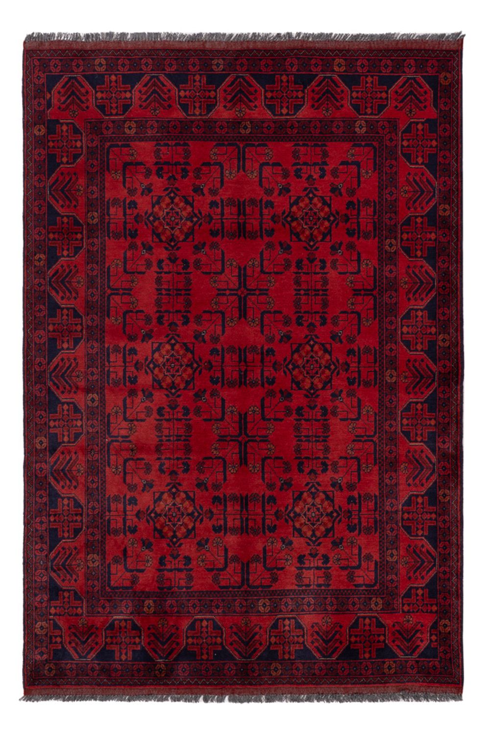 Tapis afghan - Kunduz - 194 x 133 cm - rouge foncé