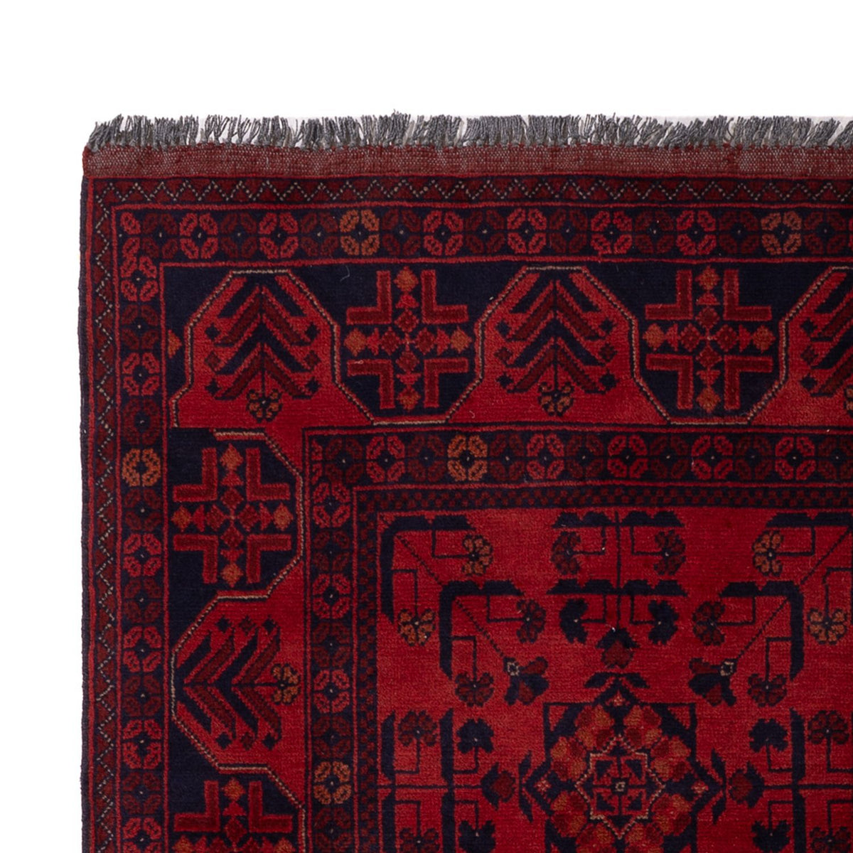 Tapis afghan - Kunduz - 194 x 133 cm - rouge foncé