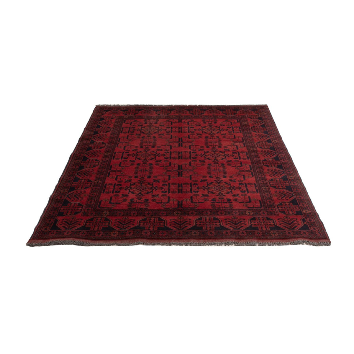 Tapis afghan - Kunduz - 194 x 133 cm - rouge foncé