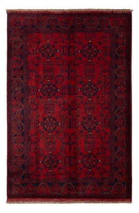 Tapis afghan - Kunduz - 198 x 130 cm - rouge foncé