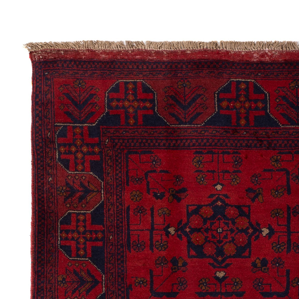 Tapis afghan - Kunduz - 198 x 130 cm - rouge foncé