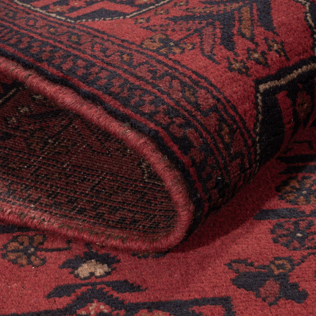 Tapis afghan - Kunduz - 198 x 130 cm - rouge foncé
