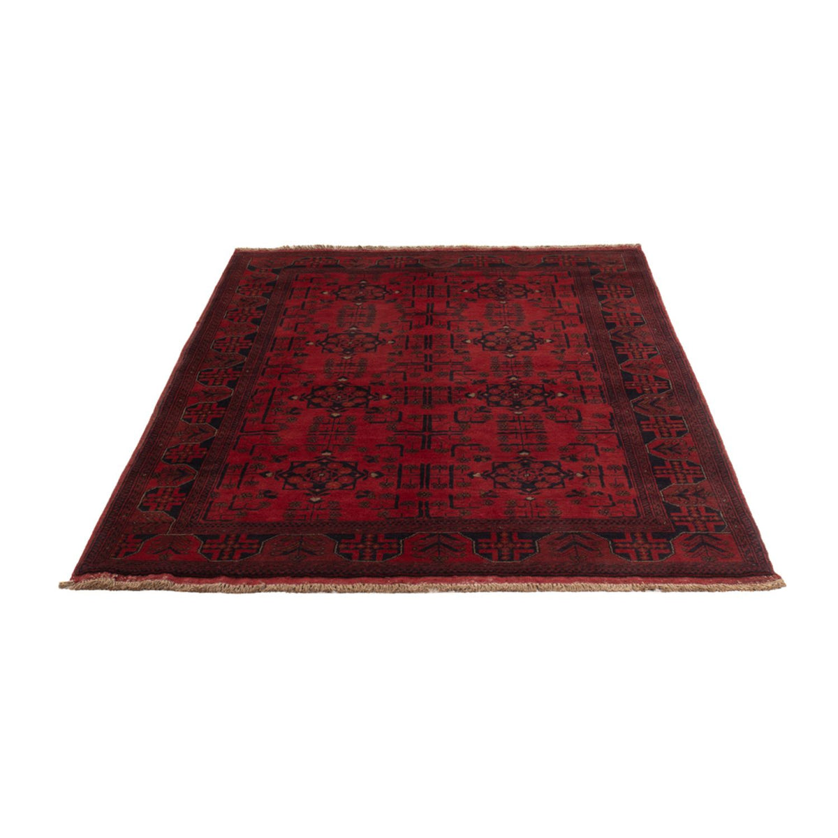 Tapis afghan - Kunduz - 198 x 130 cm - rouge foncé