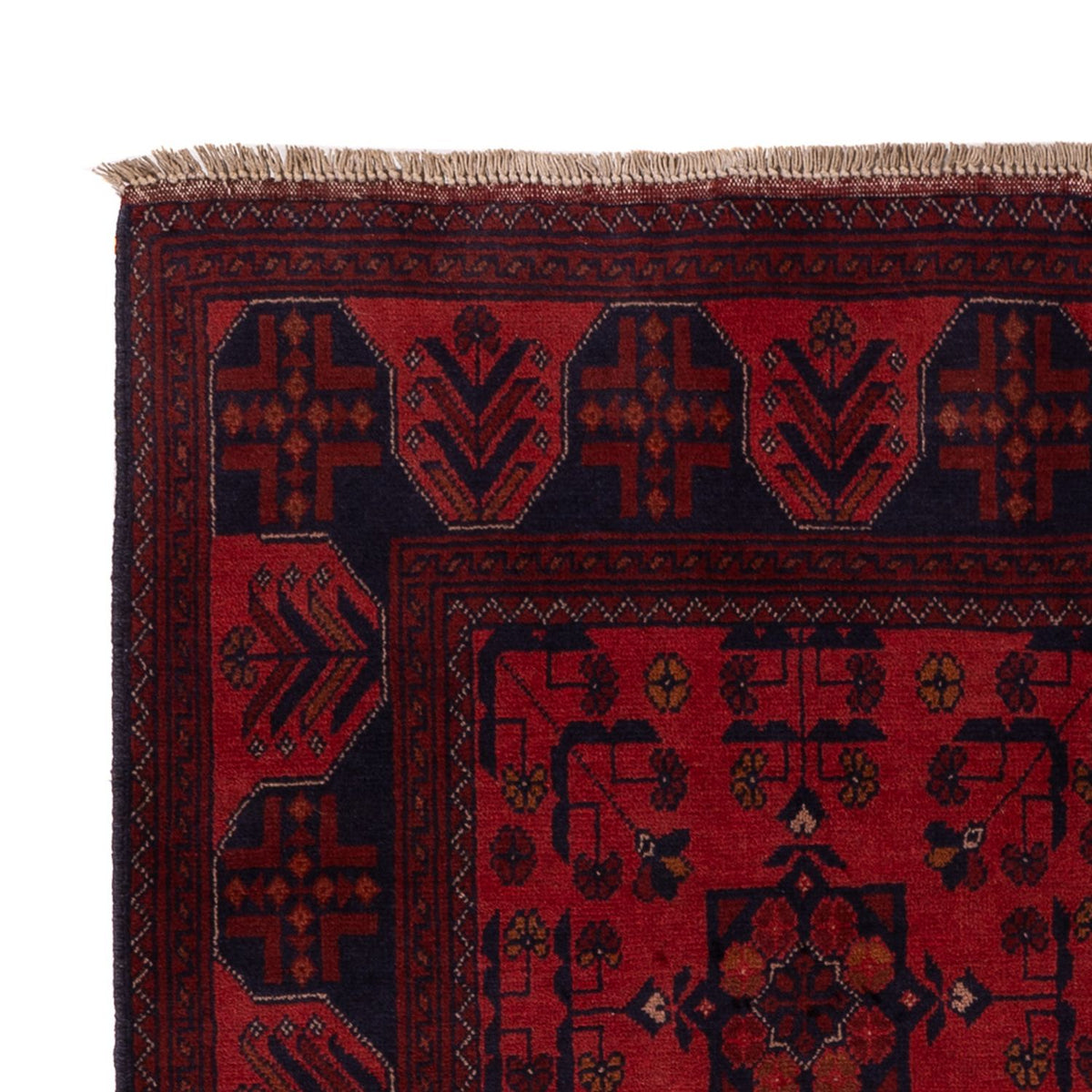 Tapis afghan - Kunduz - 193 x 127 cm - rouge foncé