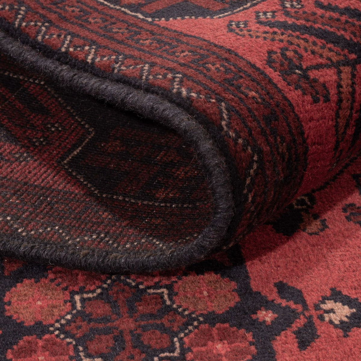 Tapis afghan - Kunduz - 193 x 127 cm - rouge foncé