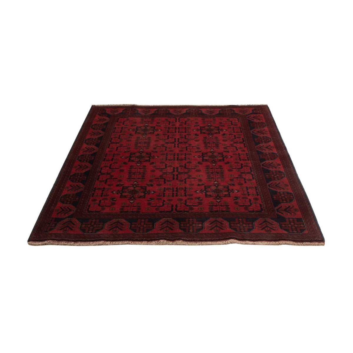 Tapis afghan - Kunduz - 193 x 127 cm - rouge foncé