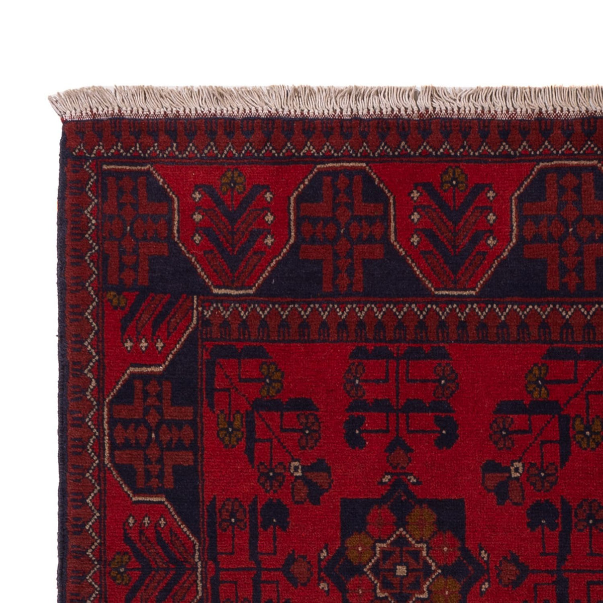 Tapis afghan - Kunduz - 196 x 121 cm - rouge foncé