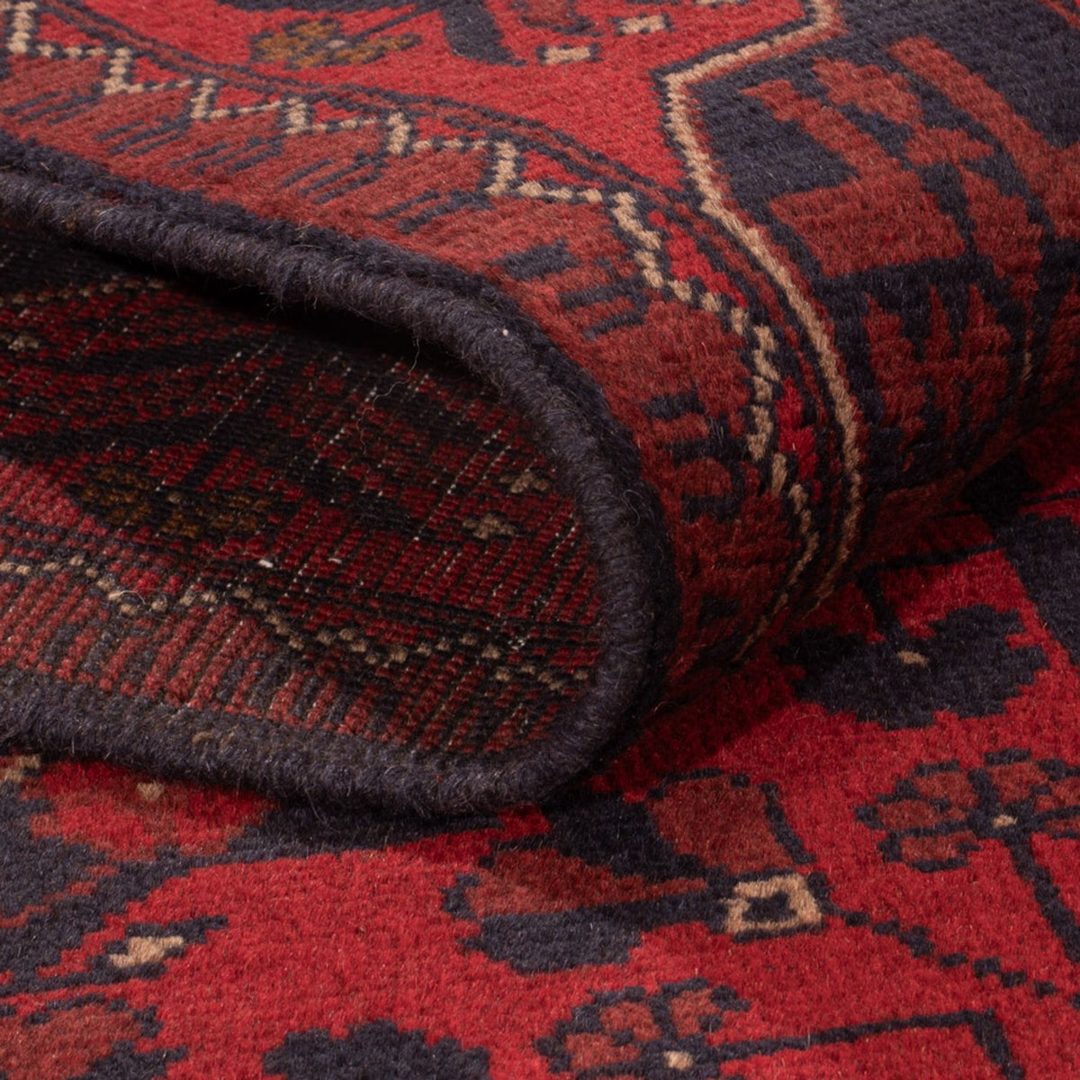 Tapis afghan - Kunduz - 196 x 121 cm - rouge foncé