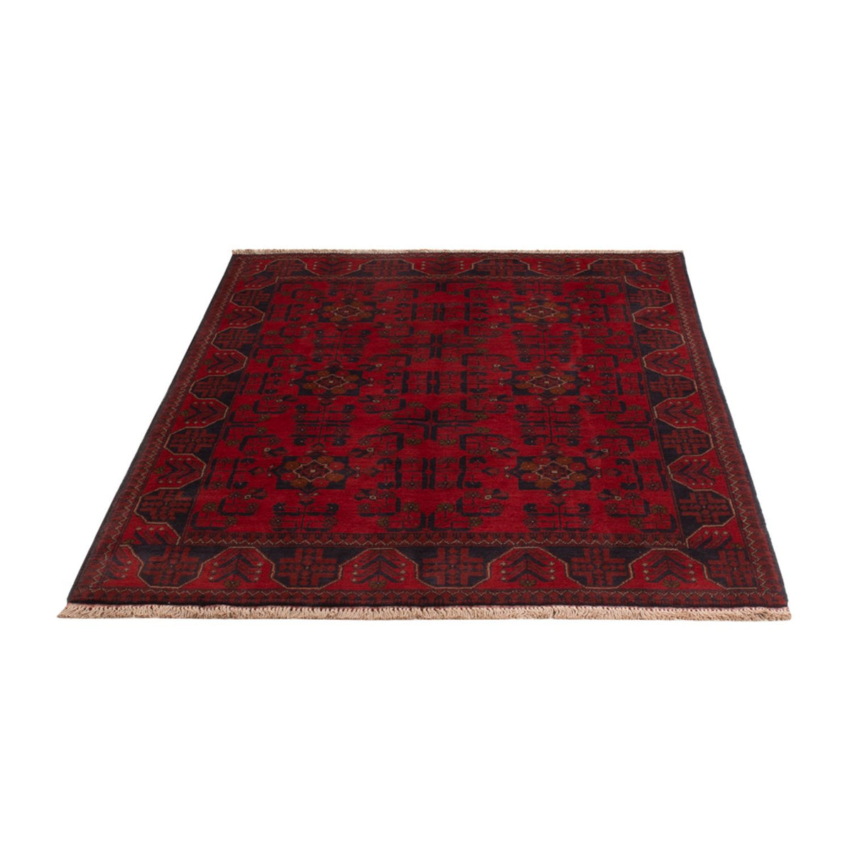 Tapis afghan - Kunduz - 196 x 121 cm - rouge foncé