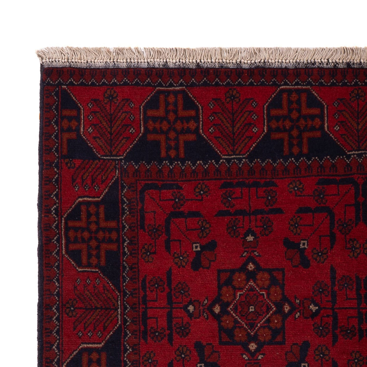 Tapis afghan - Kunduz - 192 x 127 cm - rouge foncé