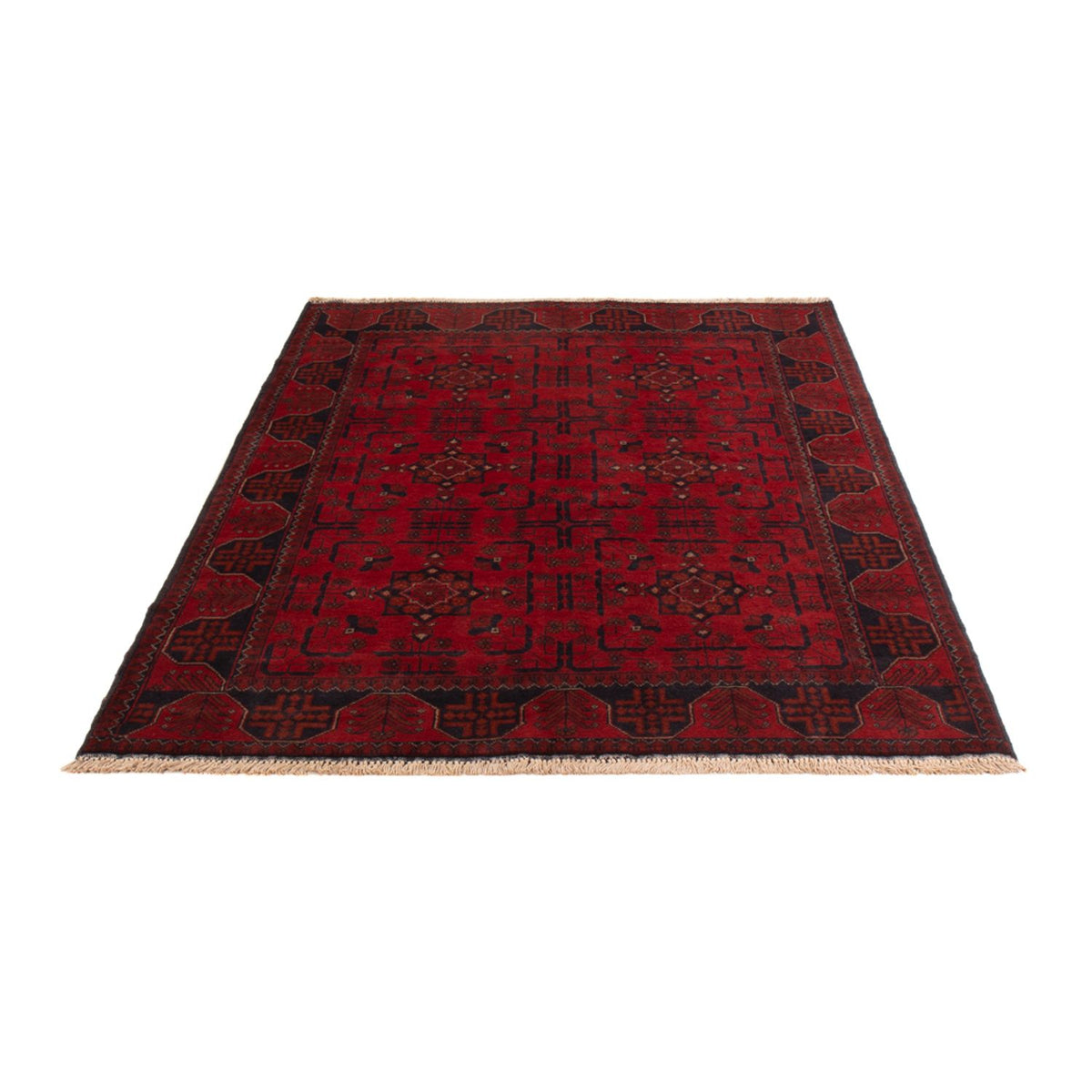 Tapis afghan - Kunduz - 192 x 127 cm - rouge foncé