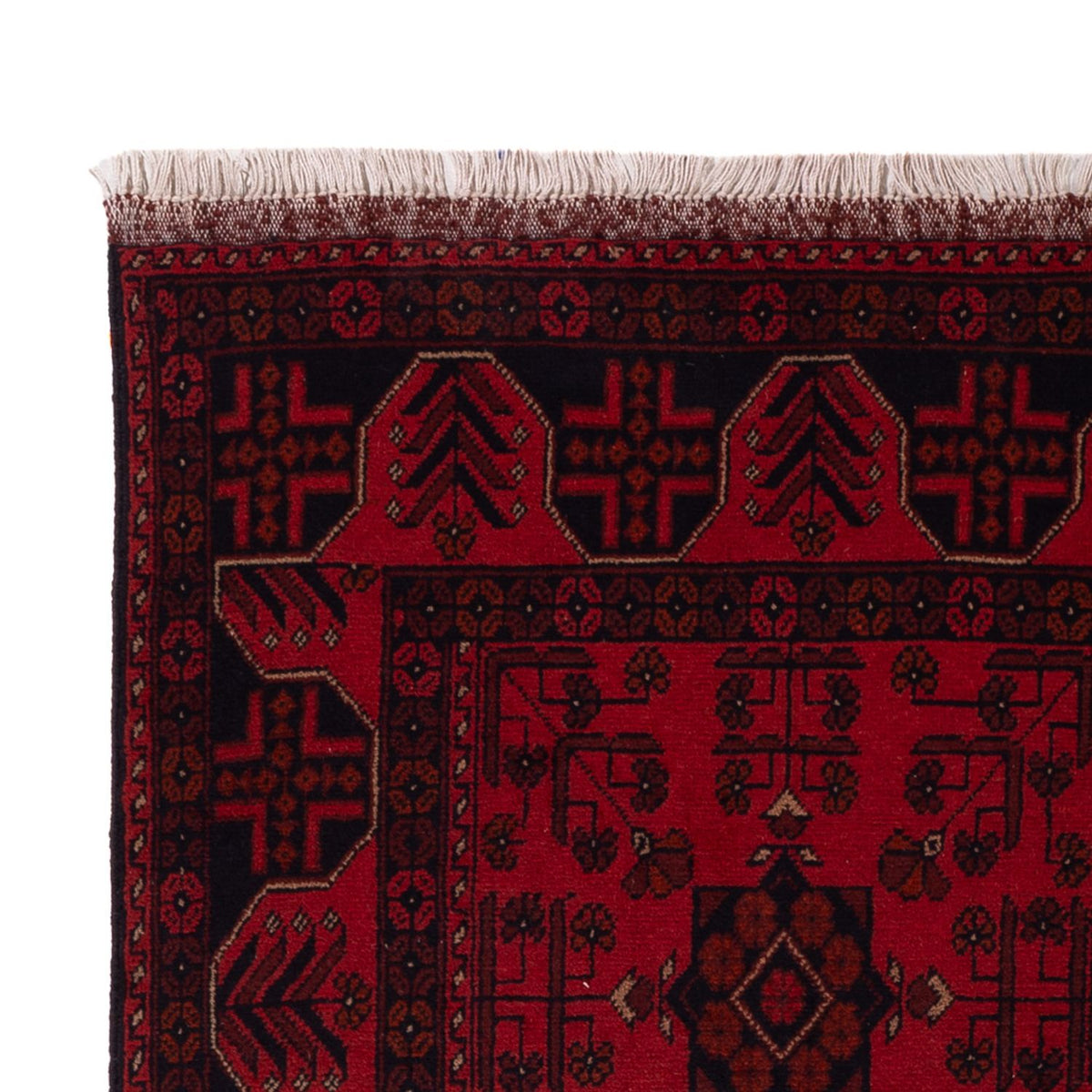 Tapis afghan - Kunduz - 195 x 125 cm - rouge foncé