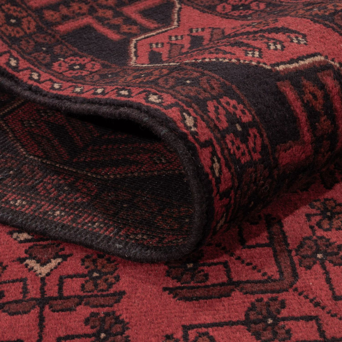 Tapis afghan - Kunduz - 195 x 125 cm - rouge foncé