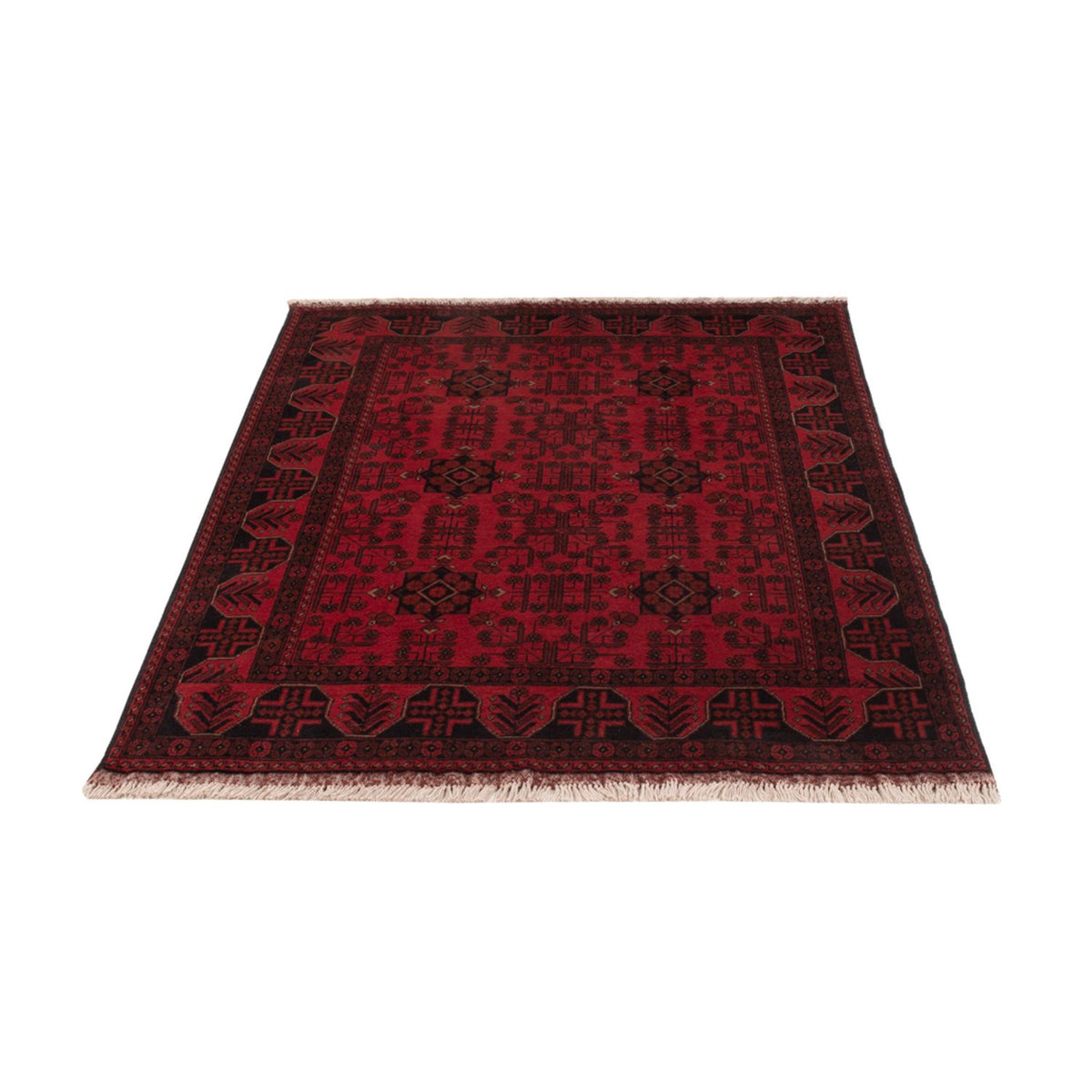 Tapis afghan - Kunduz - 195 x 125 cm - rouge foncé