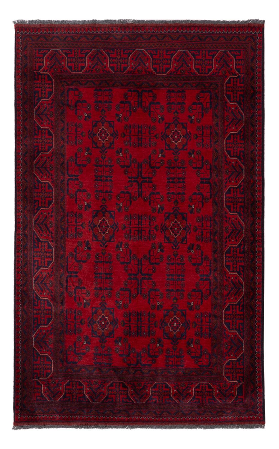 Tapis afghan - Kunduz - 195 x 121 cm - rouge foncé