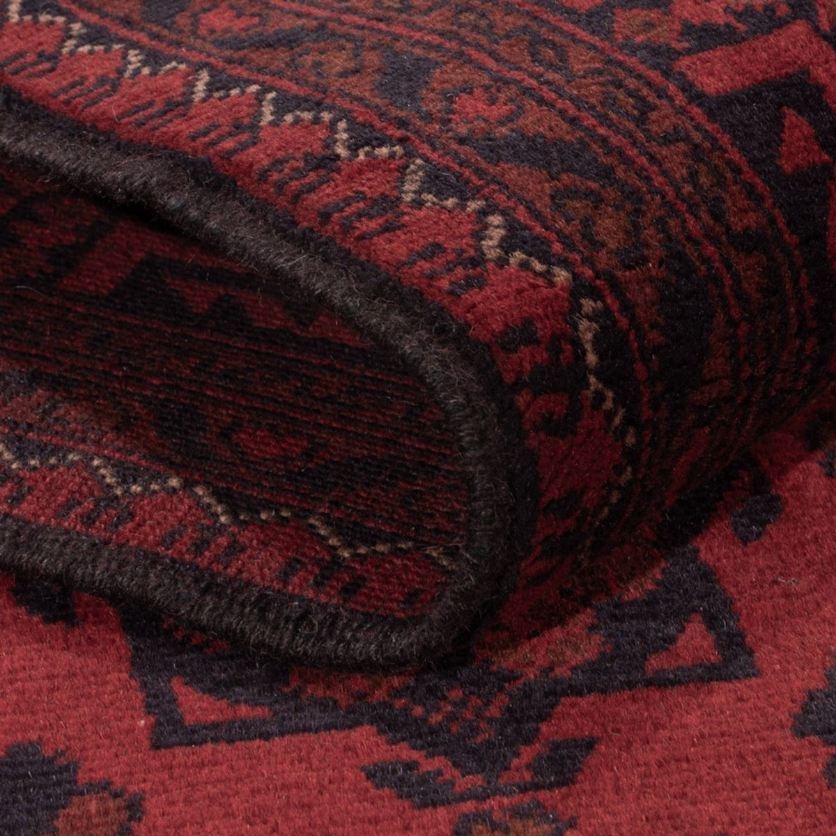 Tapis afghan - Kunduz - 195 x 121 cm - rouge foncé