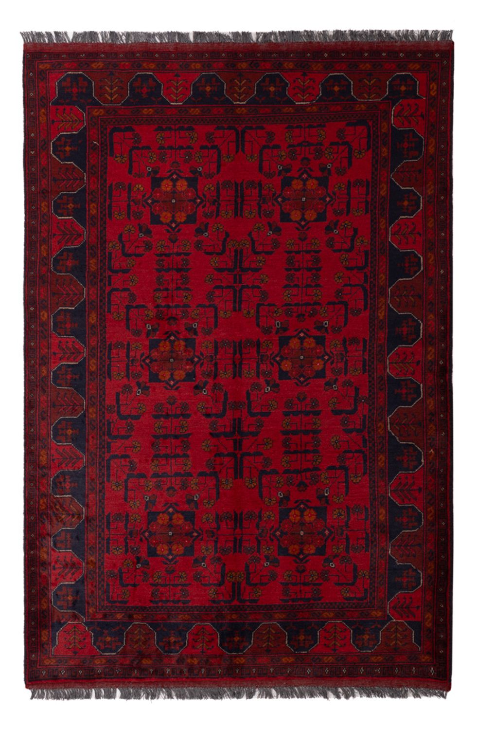 Tapis afghan - Kunduz - 189 x 129 cm - rouge foncé