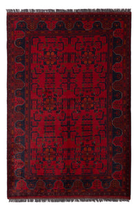 Tapis afghan - Kunduz - 189 x 129 cm - rouge foncé