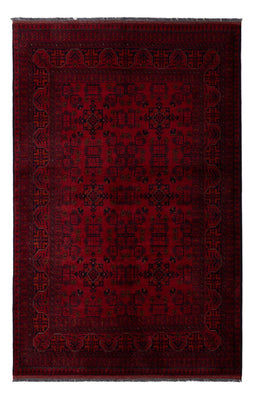 Tapis afghan - Kunduz - 198 x 129 cm - rouge foncé
