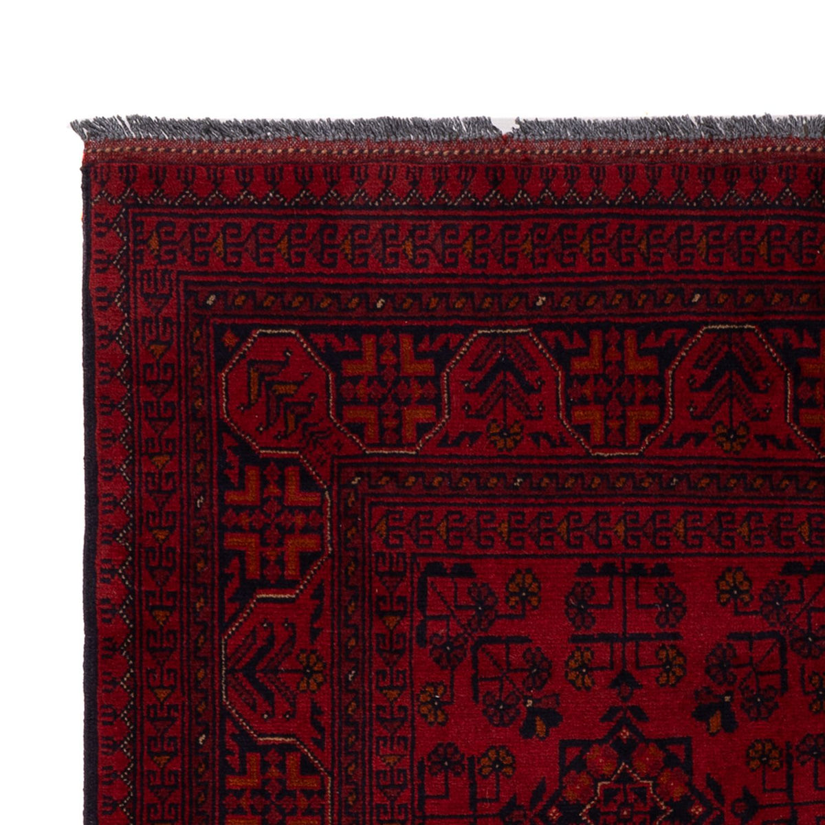 Tapis afghan - Kunduz - 198 x 129 cm - rouge foncé