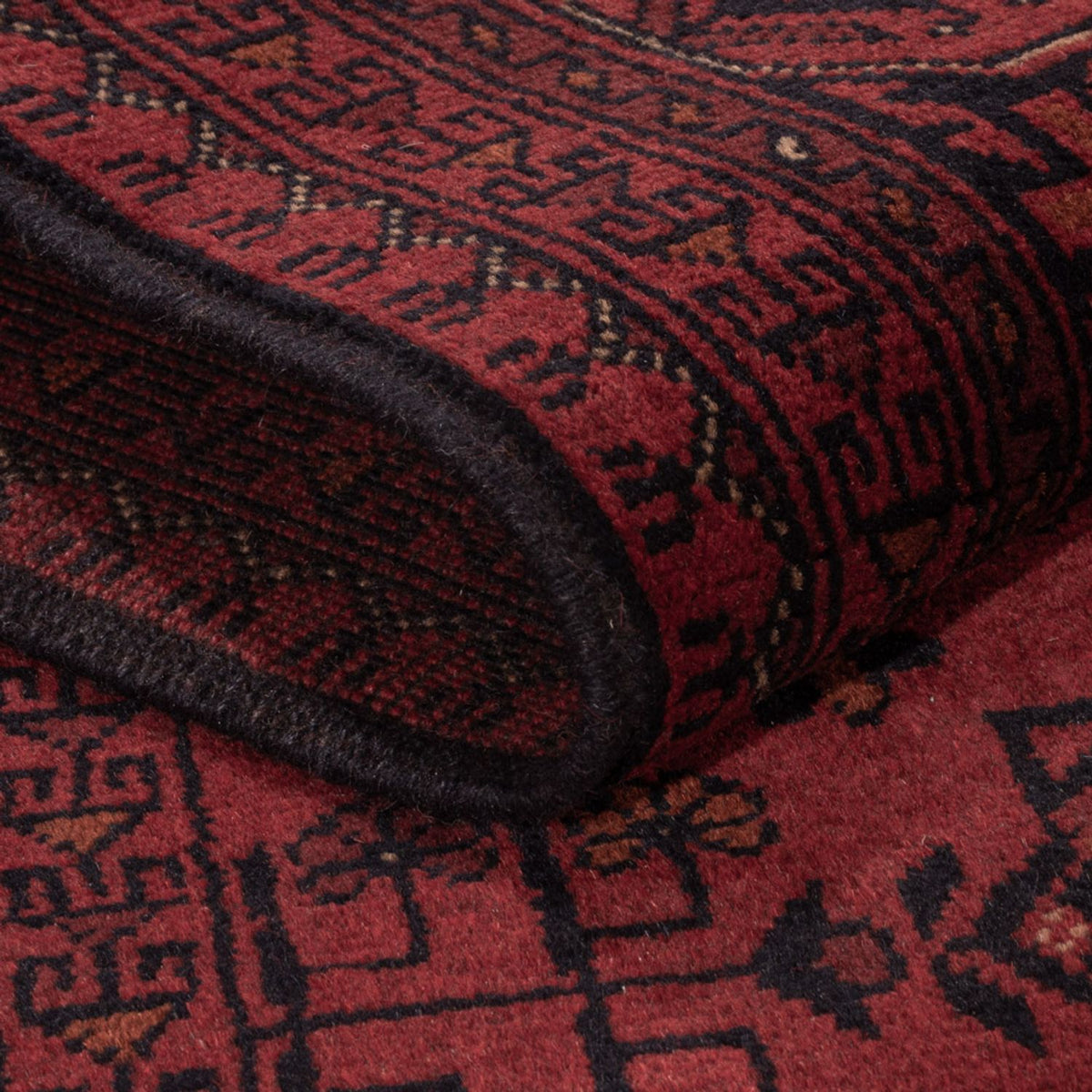 Tapis afghan - Kunduz - 198 x 129 cm - rouge foncé