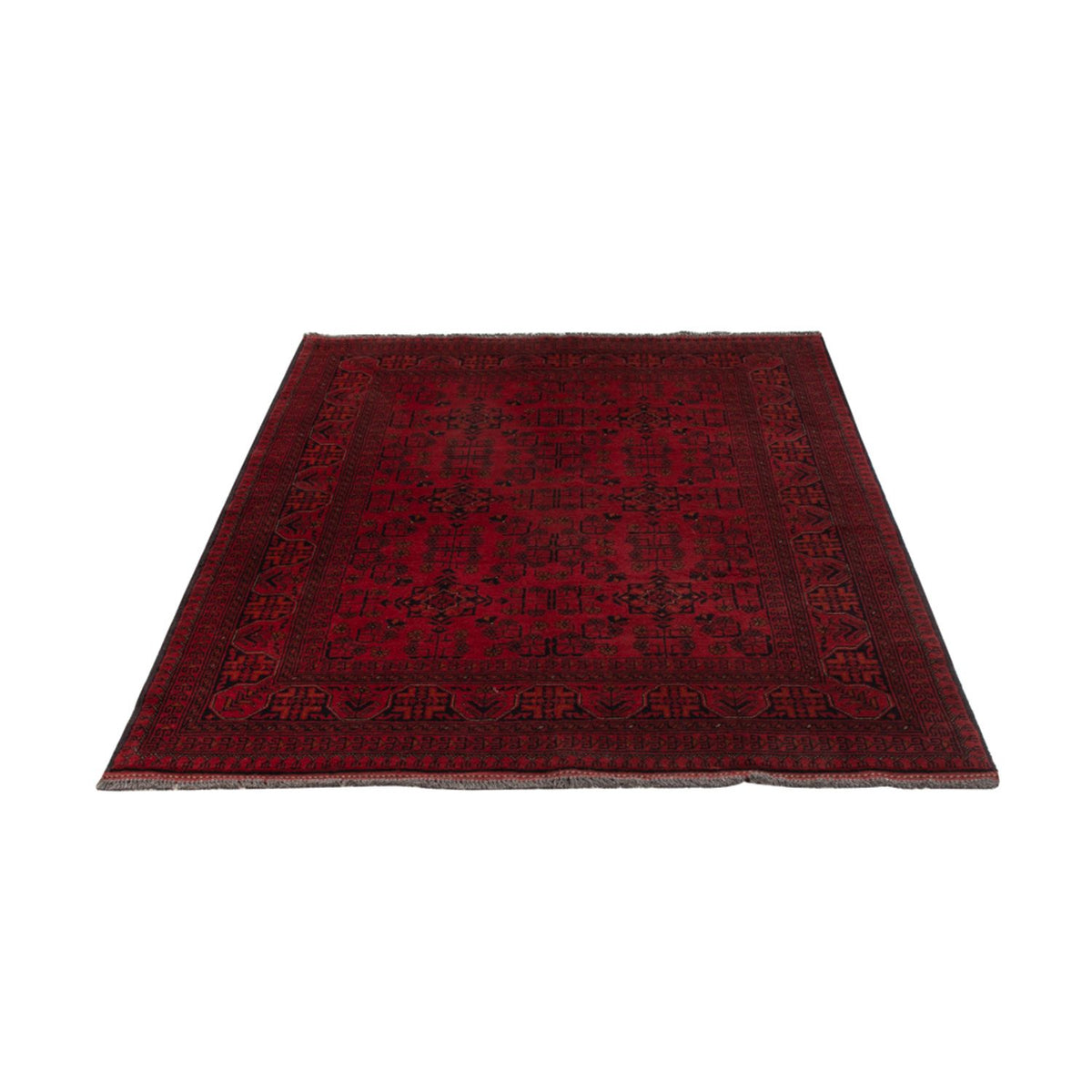Tapis afghan - Kunduz - 198 x 129 cm - rouge foncé