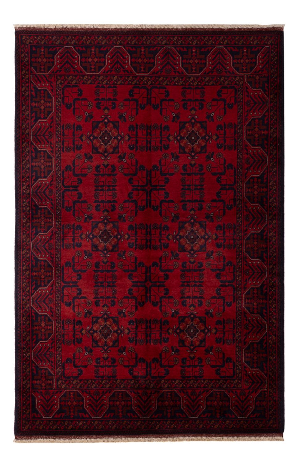 Tapis afghan - Kunduz - 195 x 125 cm - rouge foncé