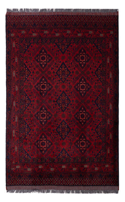 Tapis afghan - Kunduz - 190 x 128 cm - rouge foncé