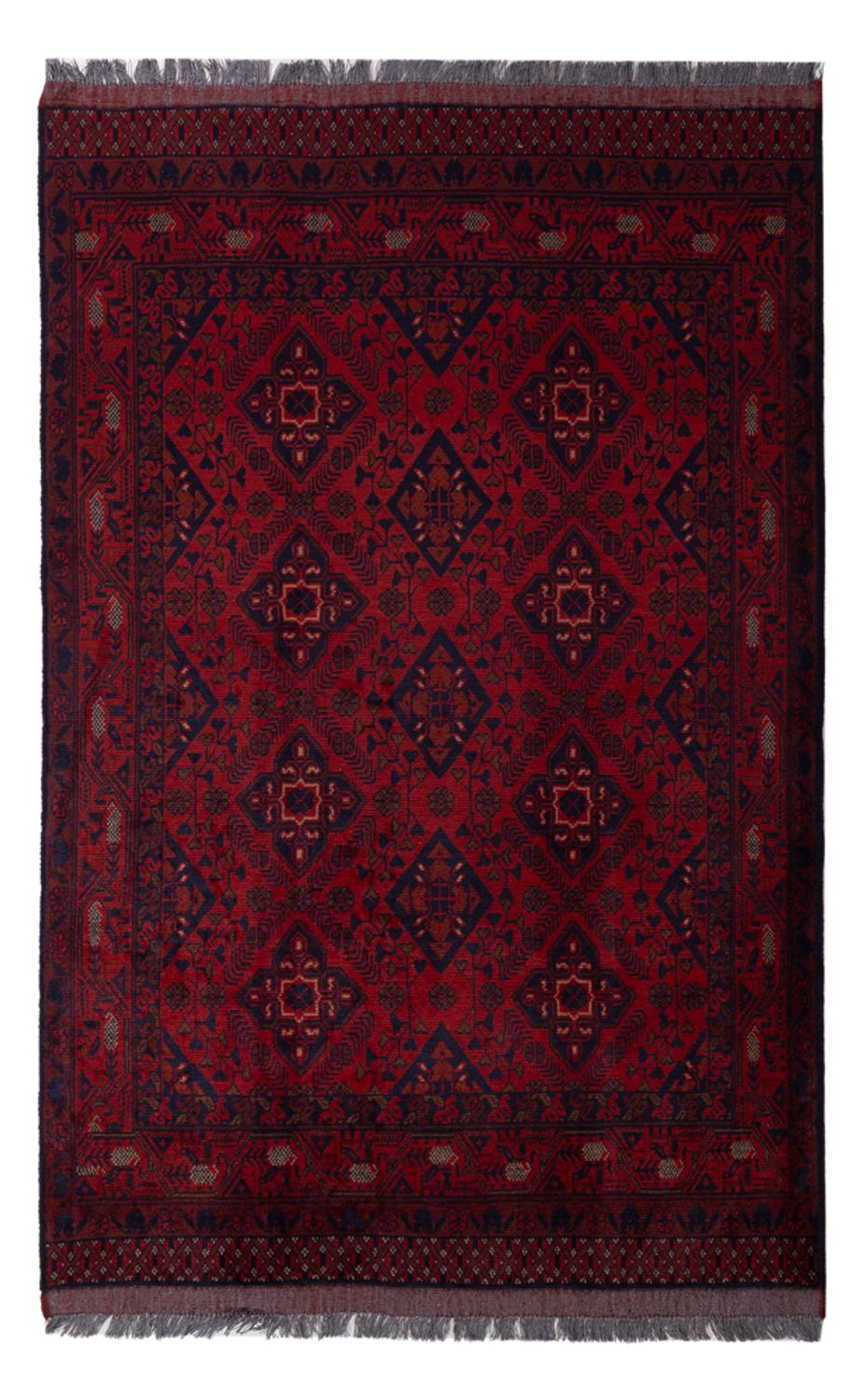 Tapis afghan - Kunduz - 190 x 128 cm - rouge foncé