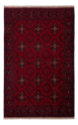 Tapis afghan - Kunduz - 196 x 129 cm - rouge foncé