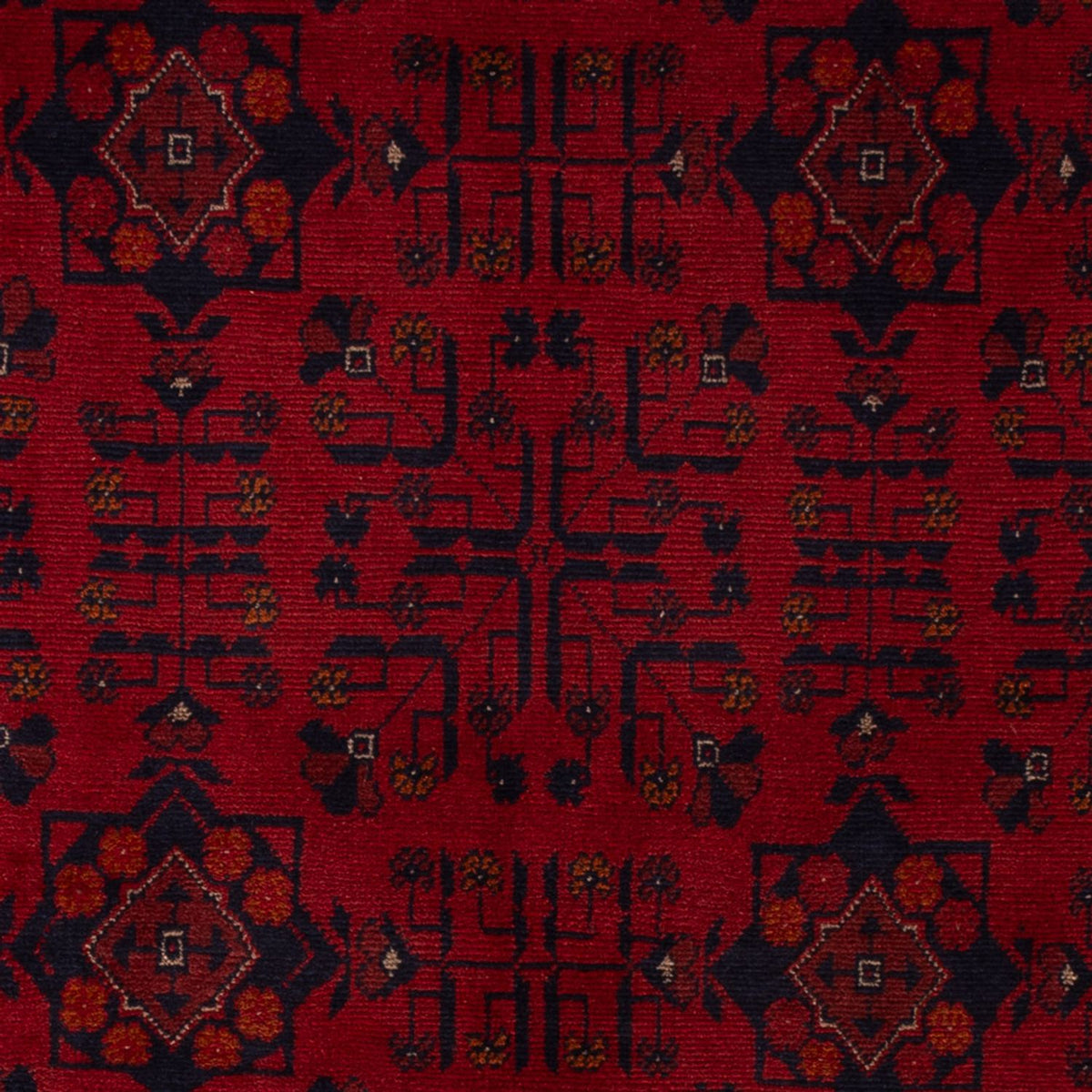 Tapis afghan - Kunduz - 201 x 130 cm - rouge foncé