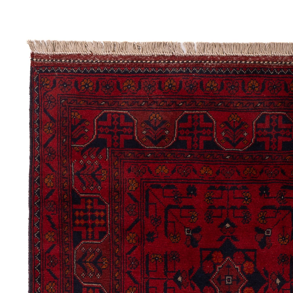 Tapis afghan - Kunduz - 201 x 130 cm - rouge foncé