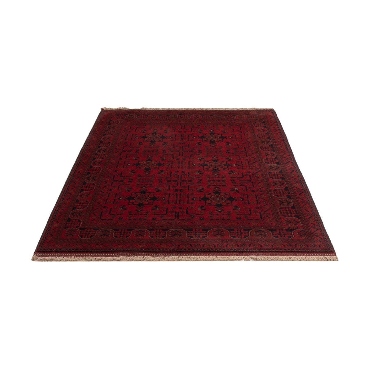 Tapis afghan - Kunduz - 201 x 130 cm - rouge foncé