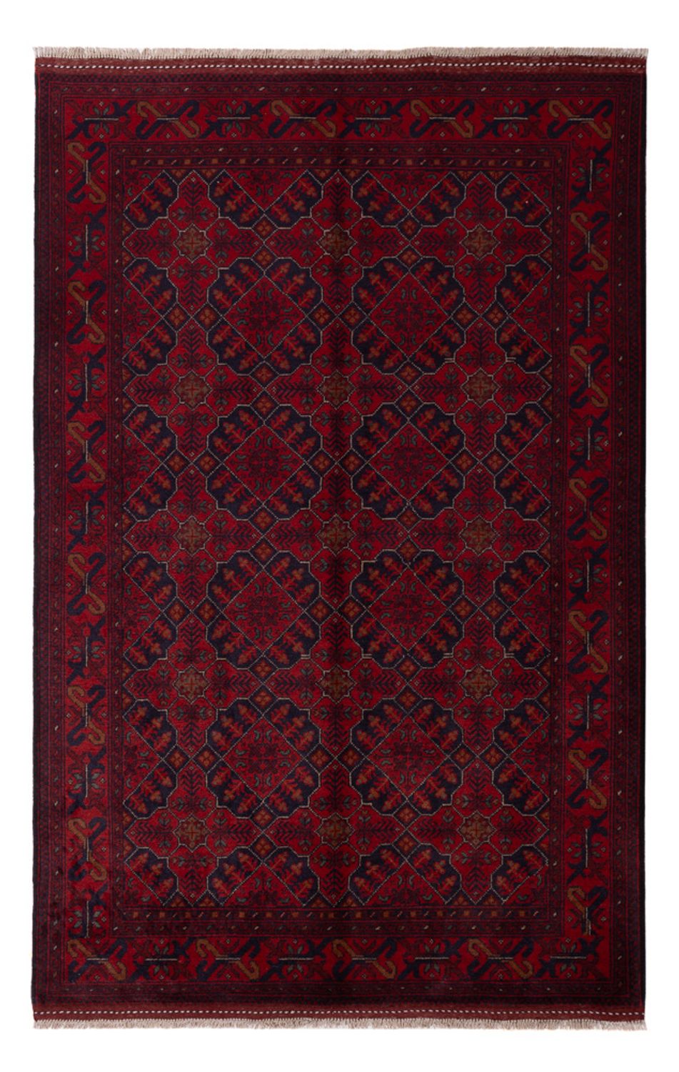 Tapis afghan - Kunduz - 196 x 123 cm - rouge foncé
