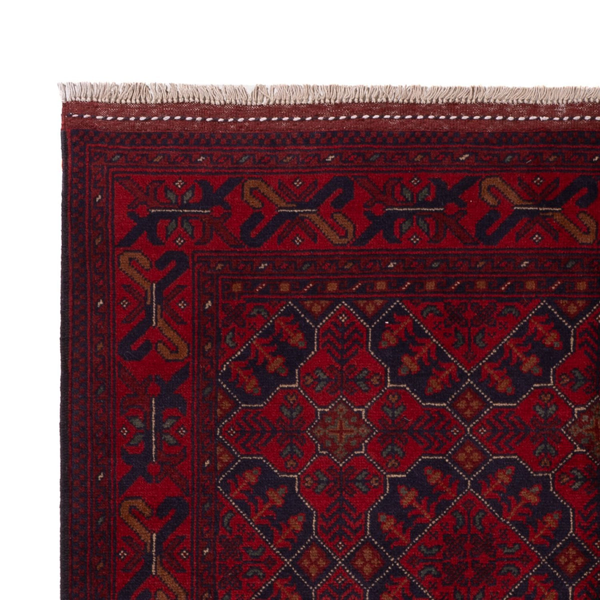 Tapis afghan - Kunduz - 196 x 123 cm - rouge foncé