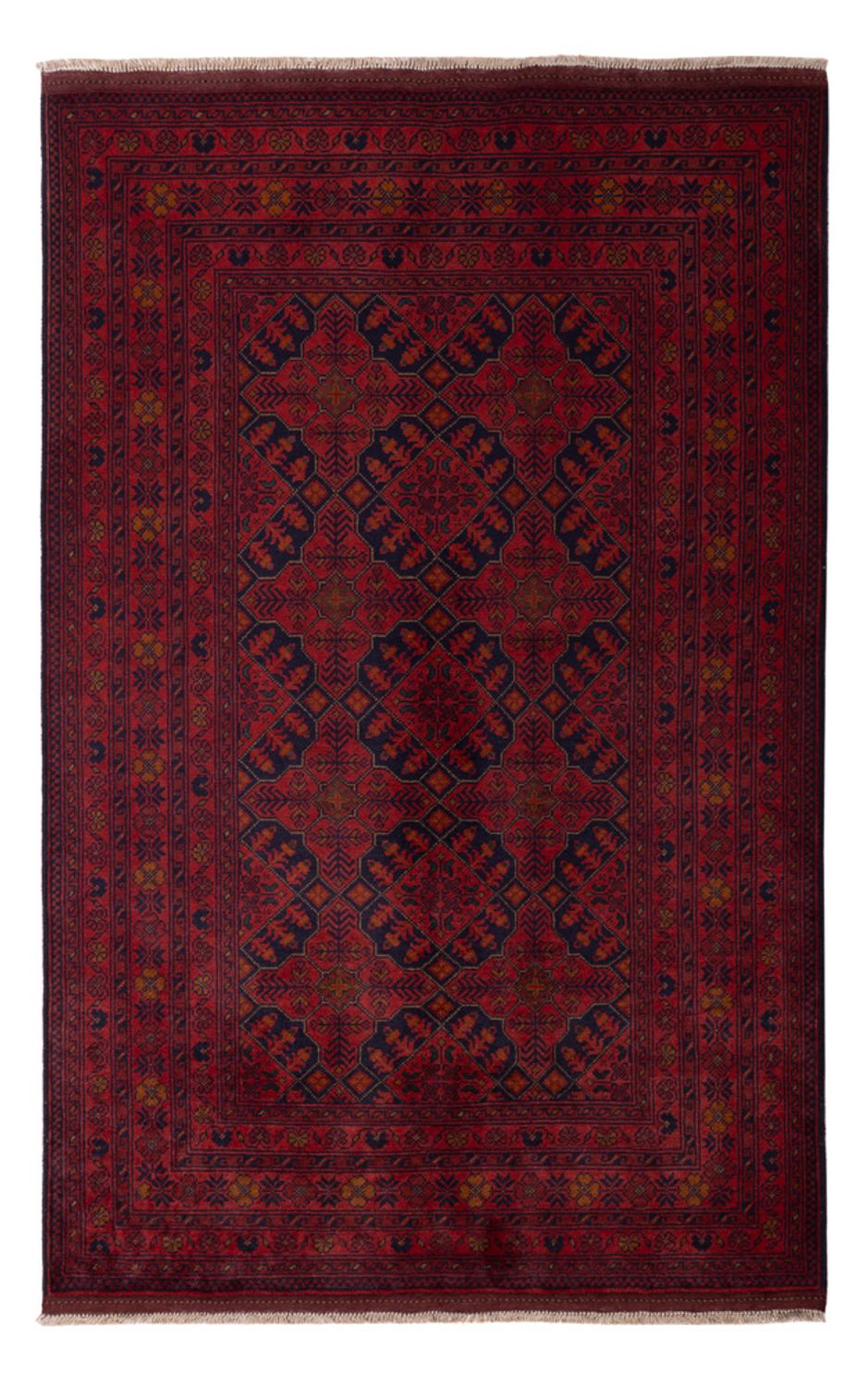 Tapis afghan - Kunduz - 193 x 124 cm - rouge foncé